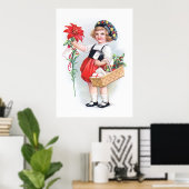 Ellen H. Clapsaddle: Mädchen mit Poinsettia Poster (Heimbüro)
