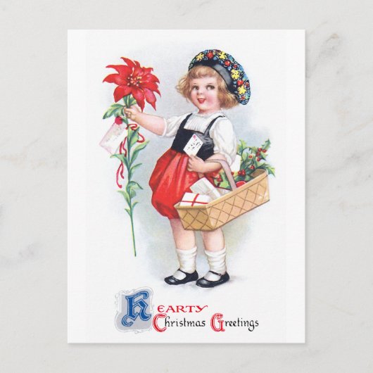Ellen H. Clapsaddle: Mädchen mit Poinsettia Postkarte (Vorderseite)