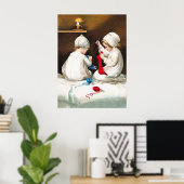 Ellen H. Clapsaddle: Mädchen stitching Strumpfs Poster (Heimbüro)