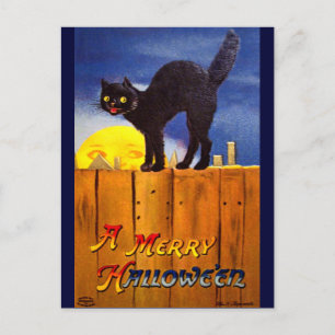 Ellen H. Clapsaddle: Schwarze Katze auf einem Zaun Postkarte