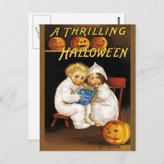 Ellen H. Clapsaddle: Thrillendes Halloween Postkarte (Vorne/Hinten)
