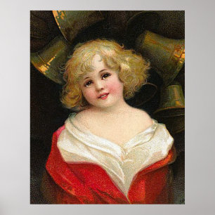 Ellen H. Clapsaddle - Weihnachtsmädchen mit Glocke Poster