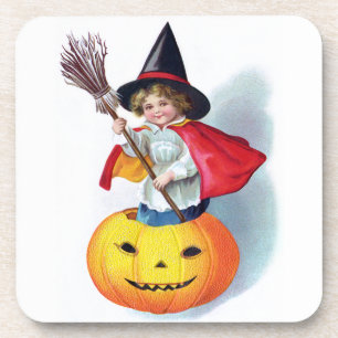 Ellen H. Clapsaddle: Wenig Kürbis-Hexe Getränkeuntersetzer