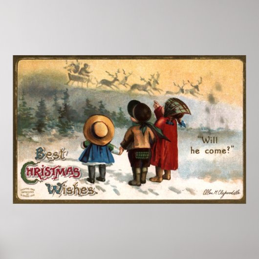 Ellen H. Clapsaddle: Wird er kommen? Poster (Vorne)