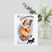 Ellen H. Sattel: Halloween Harlequin mit Cat Postkarte (Stehend Vorderseite)
