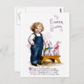 Ellen H. Sattel: Kind mit Baumstämmen Postkarte (Vorne/Hinten)