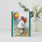 Ellen H. Sattel: Mädchen mit Jack O'Lantern Postkarte (Stehend Vorderseite)