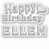 Ellen Happy Birthday silver Aufkleber Sticker (Vorderseite)