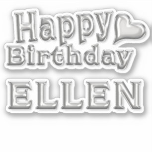 Ellen Happy Birthday silver Aufkleber Sticker