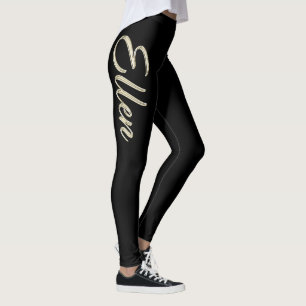 Ellen white gold Handwriting Hose Leggings