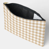 Ellenbeige-weißes Gingham-Karo Zubehörtasche (Offen)