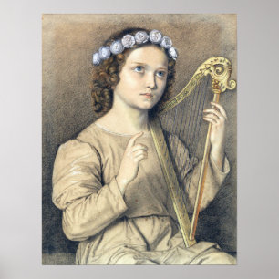 Ellenrieder - Blumenmädchen mit Harfe Poster
