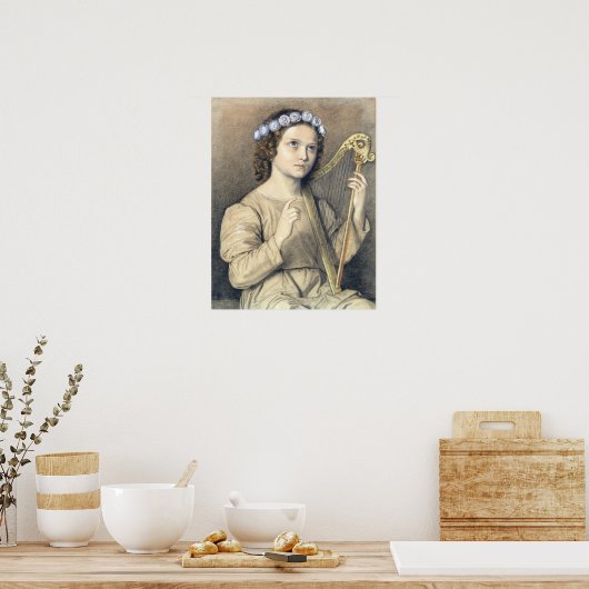 Ellenrieder - Flower Girl with Harp Poster (Küche)