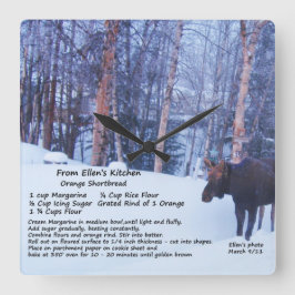 Ellen's Kitchen Moose Wall Clock Quadratische Wanduhr
