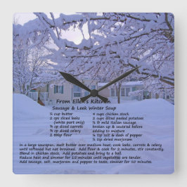 Ellen's Kitchen Recipe Wall Clock Quadratische Wanduhr