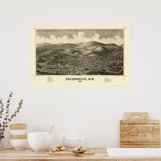 Ellenville, NY Panoramic Map - 1887 Poster (Küche)