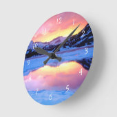 Ellery Lake bei Sunset Runde Wanduhr (Winkel)