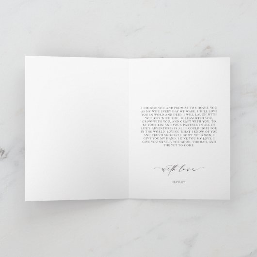 Ellesmere Letter to My Husband Wedding Day Card Karte (Innenseite)