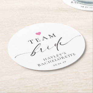 Ellesmere Minimalistisch Team Bride Bachelorette Runder Pappuntersetzer