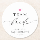 Ellesmere Minimalistisch Team Bride Bachelorette Runder Pappuntersetzer (Vorderseite)
