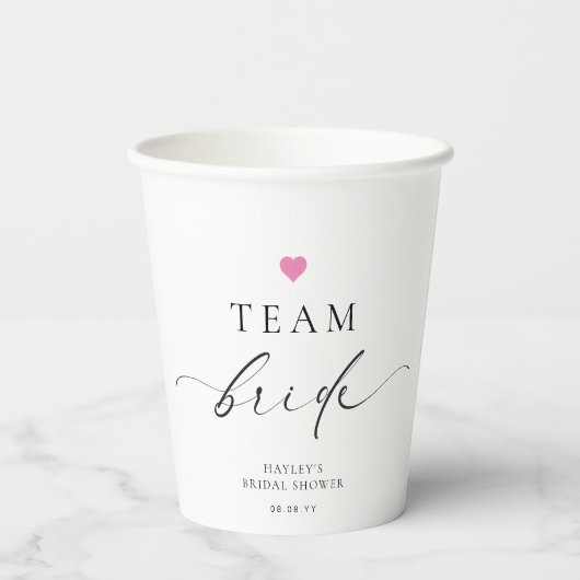 Ellesmere Minimalistisch Team Bride Pappbecher (Rückseite)