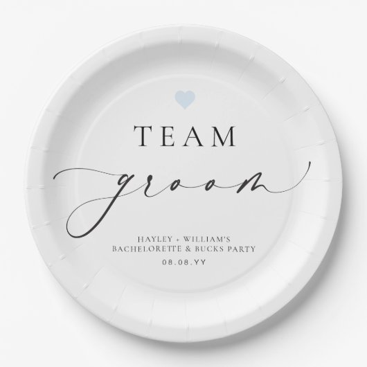 Ellesmere Minimalistisch Team Groom Pappteller (Vorderseite)