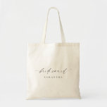 Ellesmere Minimalistisch Wedding Bridesmaid Tragetasche<br><div class="desc">Herzlich willkommen bei Ihrer Bridesmaid mit einem personalisierten Geschenk. Diese Hochzeitsgeschenk-Tasche ist minimalistisch mit einer Schriftzeichen-Titel gestaltet. Passen Sie jede Tasche mit dem Namen Ihrer Brautjungfrau an. Die Überschrift des Skripts ist ein Bild, das nicht bearbeitet werden kann. Für eine erweiterte Anpassung dieses Designs, wählen Sie einfach die Schaltfläche "Anpassen"...</div>