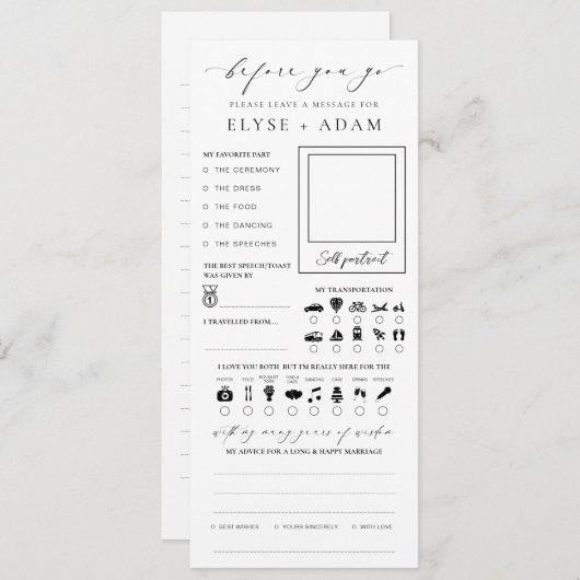 Ellesmere Minimalistisch Wedding Guest Book Card Einladung (Vorne/Hinten)