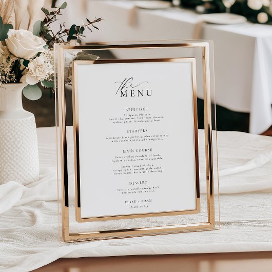 Ellesmere Minimalistisch Wedding Menu Poster