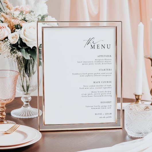 Ellesmere Minimalistisch Wedding Menu Poster