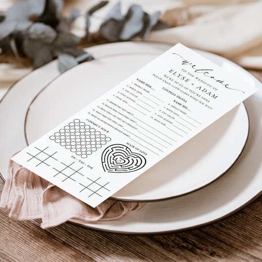 Ellesmere Minimalistisch Wedding Quiz und Menükarte