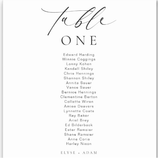 Ellesmere Minimalistisch Wedding Tischnummer Aufkleber (Vorderseite)