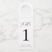 Ellesmere Minimalistisch Wedding Tischnummer Flaschenanhänger (Vorderseite)