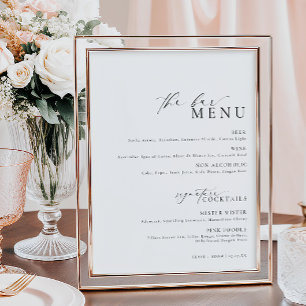 Ellesmere Modern Minimal Das Bar Menu-Zeichen Poster