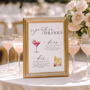Ellesmere Modern Minimal Signature Drinks Schild