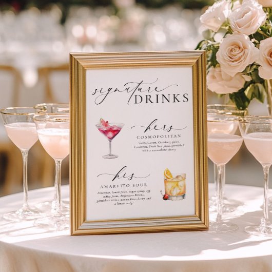 Ellesmere Modern Minimal Signature Drinks Schild