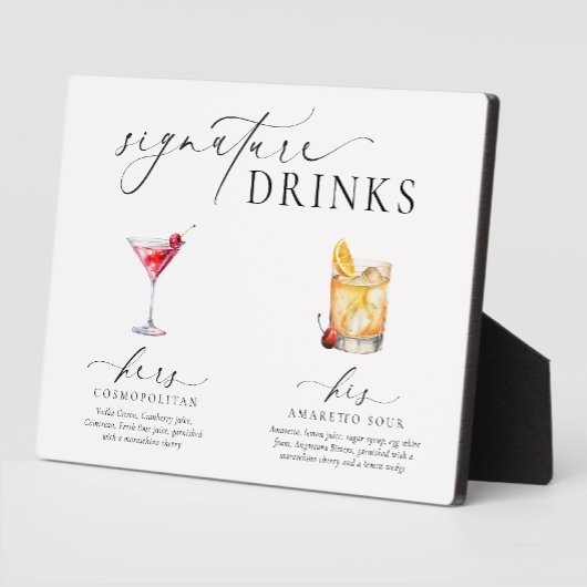 Ellesmere Moderne Minimal Signature Drinks Zeichen Fotoplatte