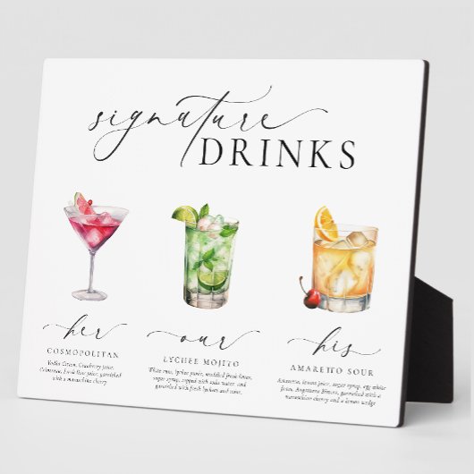 Ellesmere Moderne Minimal Signature Drinks Zeichen Fotoplatte