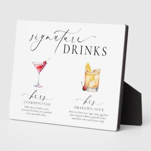 Ellesmere Moderne Minimal Signature Drinks Zeichen Fotoplatte (Seite)