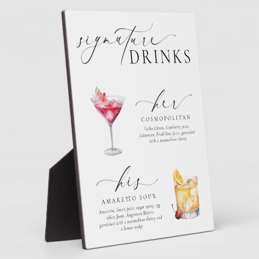 Ellesmere Moderne Minimal Signature Drinks Zeichen Fotoplatte (Seite)