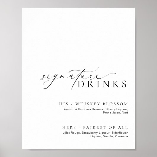 Ellesmere Moderne Minimal Signature Drinks Zeichen Poster (Vorne)