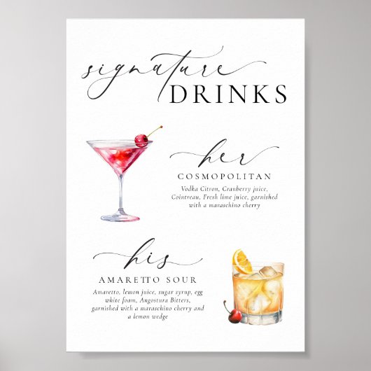 Ellesmere Moderne Minimal Signature Drinks Zeichen Poster (Vorne)