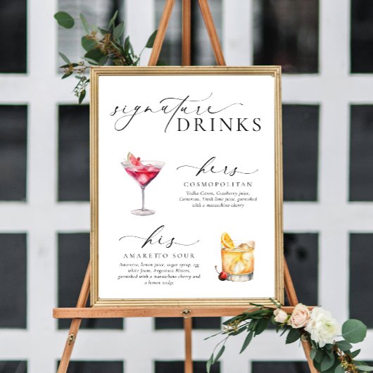 Ellesmere Moderne Minimal Signature Drinks Zeichen Poster