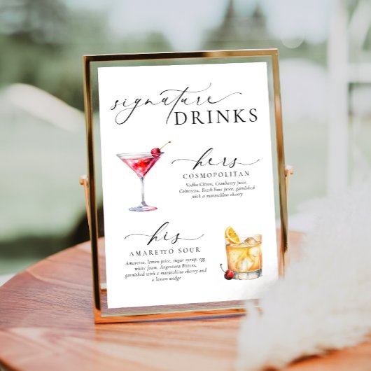 Ellesmere Moderne Minimal Signature Drinks Zeichen Poster