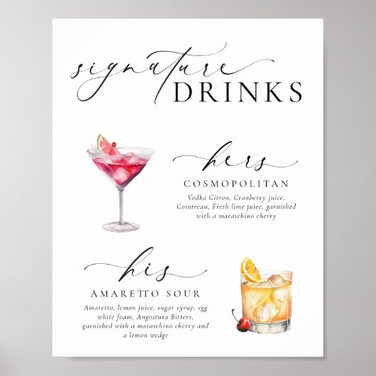 Ellesmere Moderne Minimal Signature Drinks Zeichen Poster (Vorne)