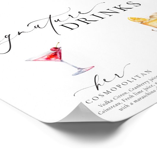 Ellesmere Moderne Minimal Signature Drinks Zeichen Poster (Ecke)