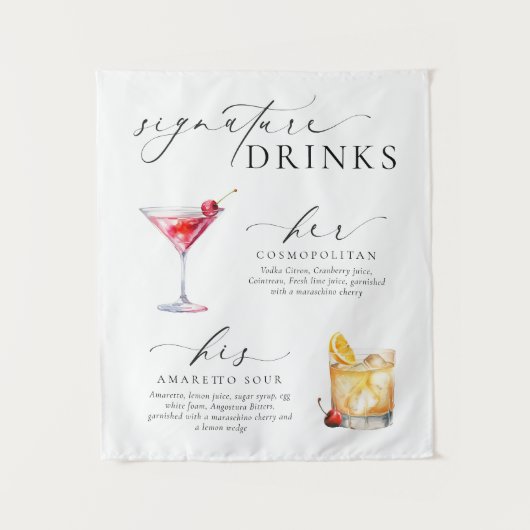 Ellesmere Moderne Minimal Signature Drinks Zeichen Wandteppich (Vorderseite)