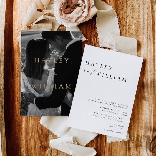 Ellesmere Moderne Minimalistische Hochzeit Folieneinladung