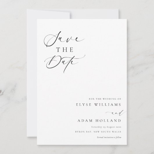 Ellesmere Moderne Minimalistische Hochzeit rettet Einladung (Vorderseite)