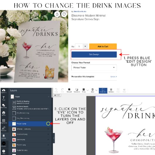 Ellesmere Modernes Minimal Signature Drink Zeichen Poster